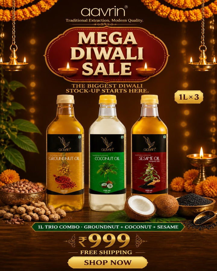 Aavrin Mega Diwali Sale 1L x 3 cold pressed oil combo at Rs 999 with free shipping